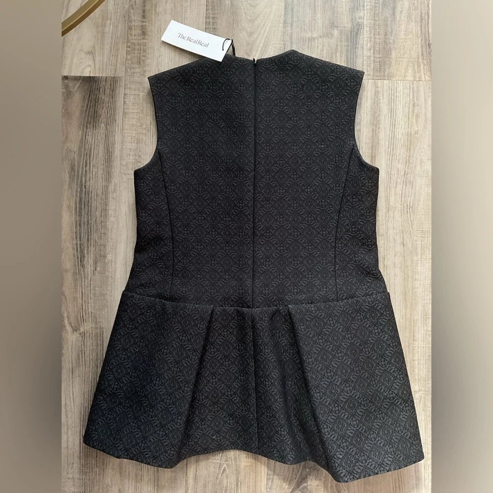 CELINE Phoebe Philo black cotton jacquard waterfall peplum top size 40/US10 - Picture 4 of 4